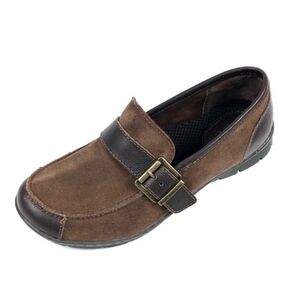 BOC 2 Tone Brown Leather Slip On Buckle Loafer 8M
